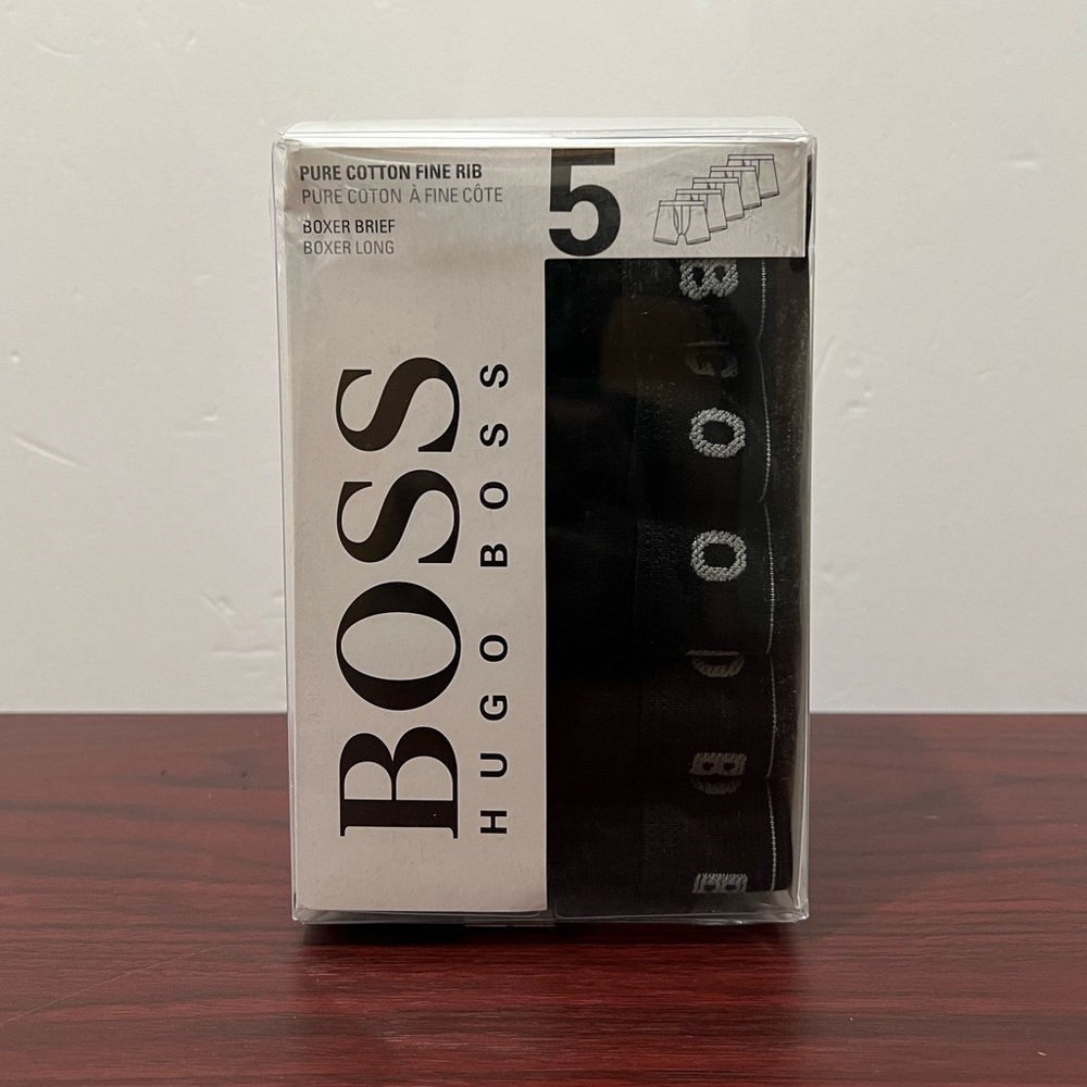 Hugo Boss, Pure Cotton Fine Rib, Boxer Brief, 5 Pack